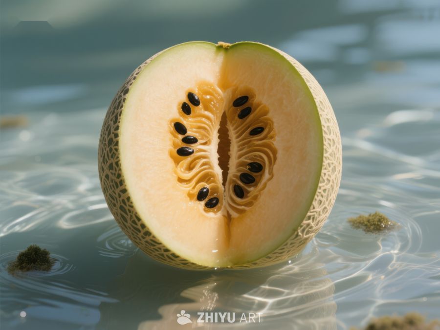 水中漂浮的哈密瓜切片 521