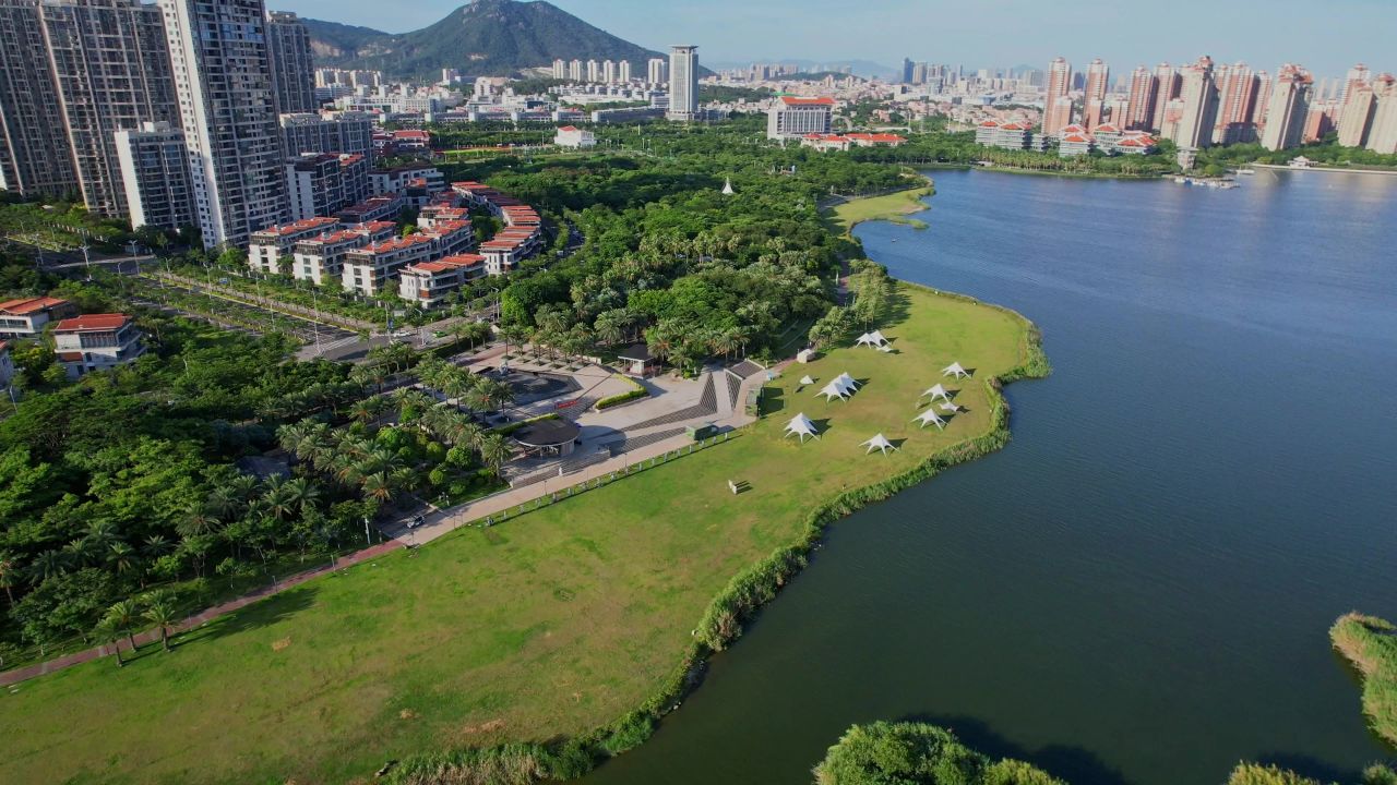航拍厦门杏林湾绿道公园 10