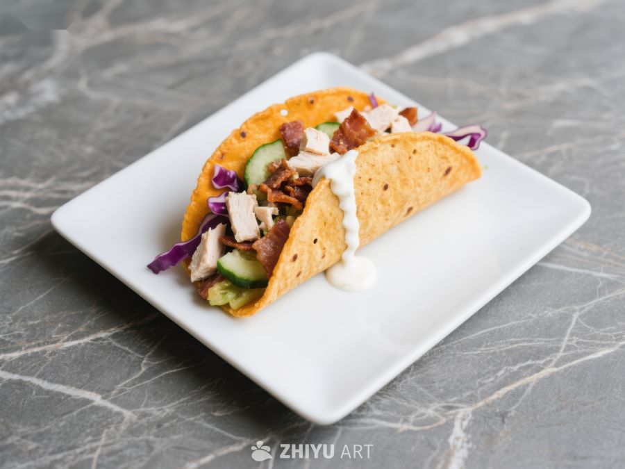 美味鸡肉卷饼，搭配蔬菜与酱料 677
