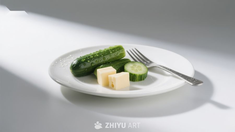 盘中黄瓜与奶酪，简洁美食