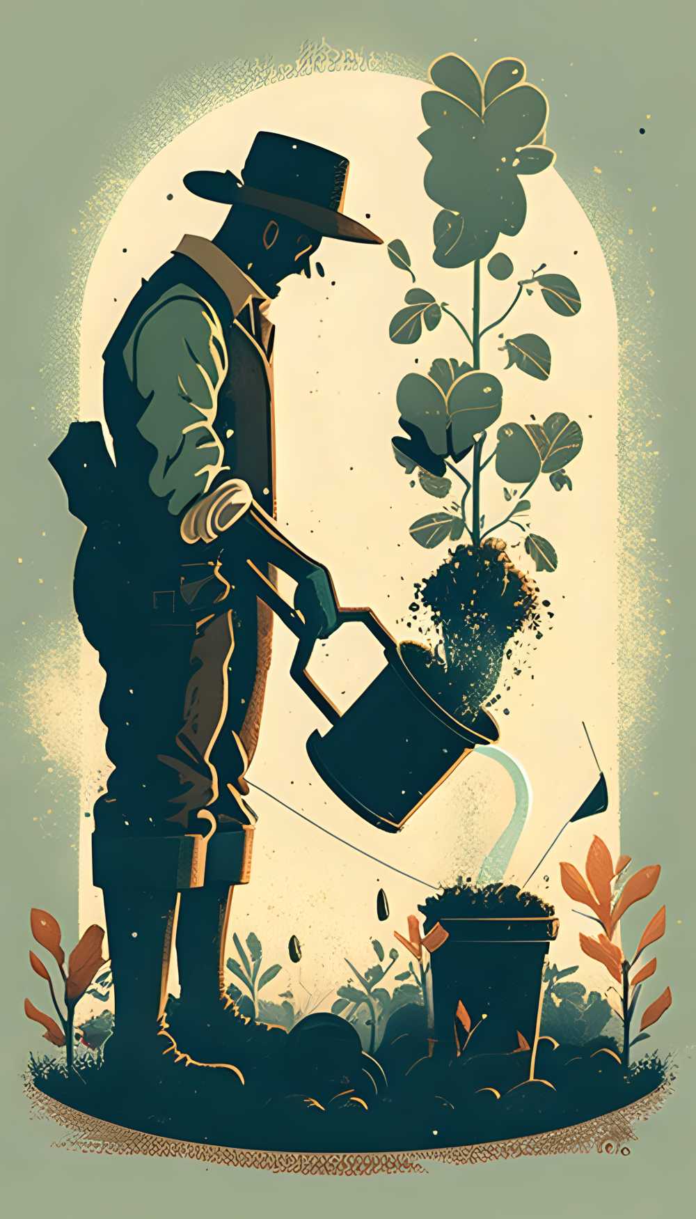 创意艺术画面劳动植树