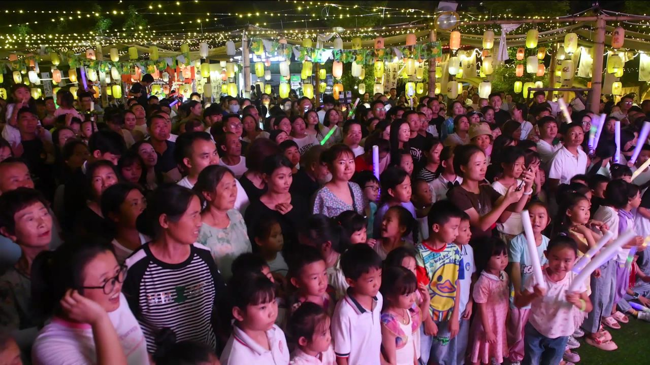 城市公园夜晚露天音乐会  国潮电音节