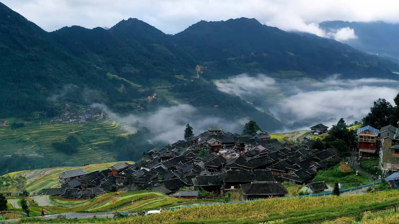 黔东南梯田航拍贵州风光加榜梯田原生态地