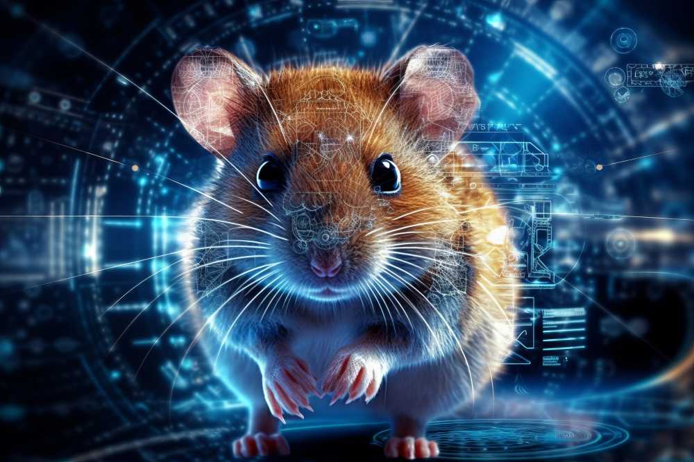 一只来自人工智能的数字鼠，代表着未来的科技、医疗和大数据等