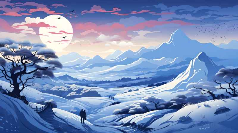 冬季唯美雪景创业插画 40