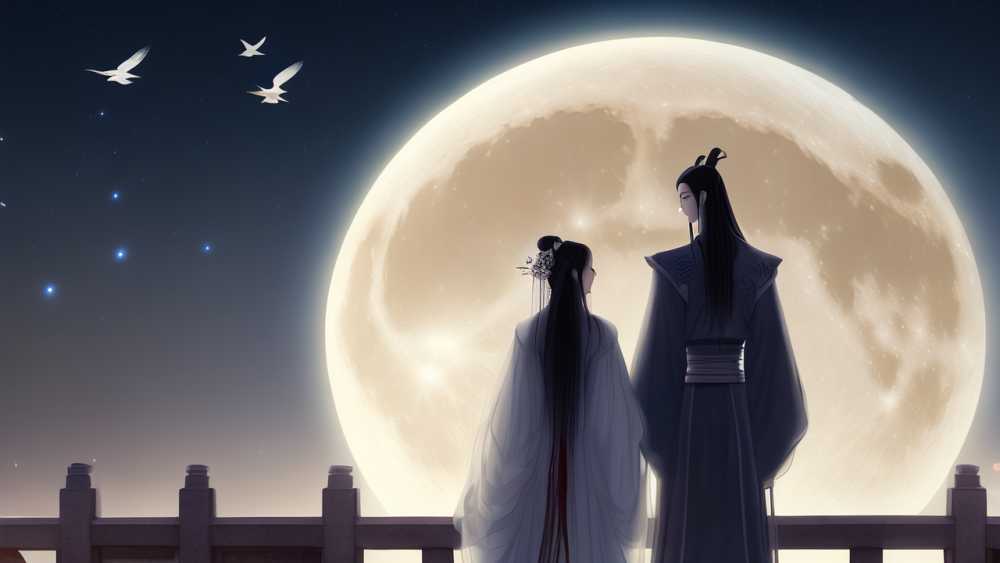 七夕情人节国潮七夕插画七夕节日情侣