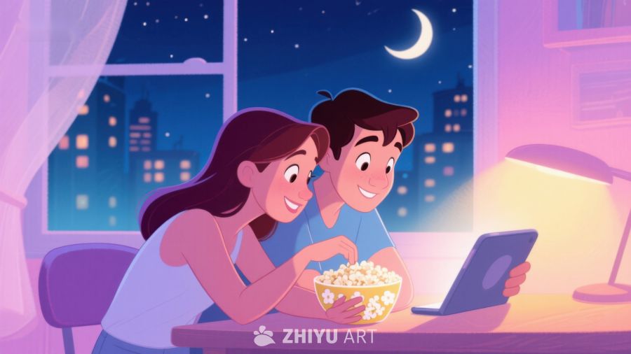 夜晚窗边共赏电影 599