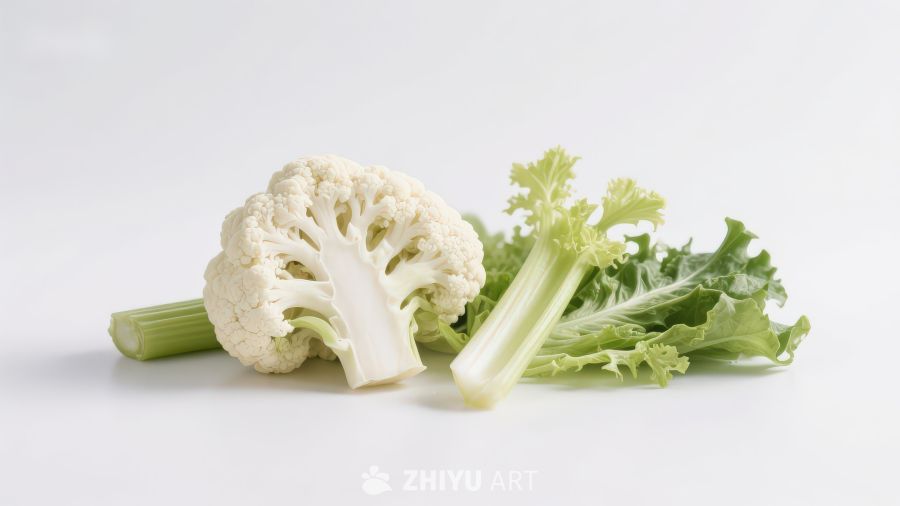 花椰菜与绿叶蔬菜特写