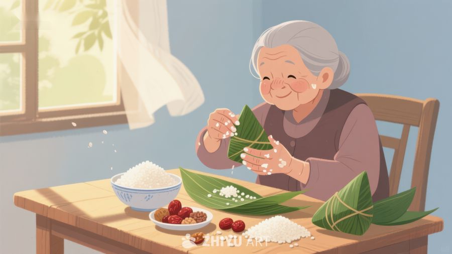 老人包粽子，温馨家庭时光 224