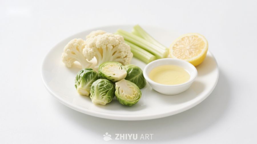 盘中蔬菜与柠檬汁