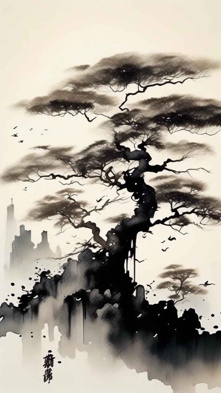 古风山水画唯美背景图 45
