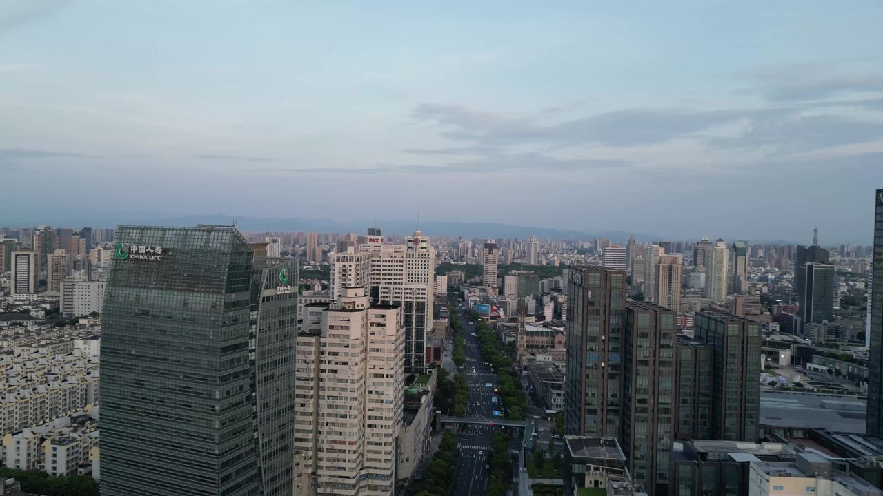 航拍浙江宁波城市风光宁波建设