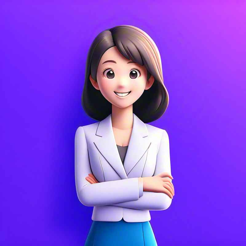 一个亚洲女性的3D图标，穿着职业服装 1