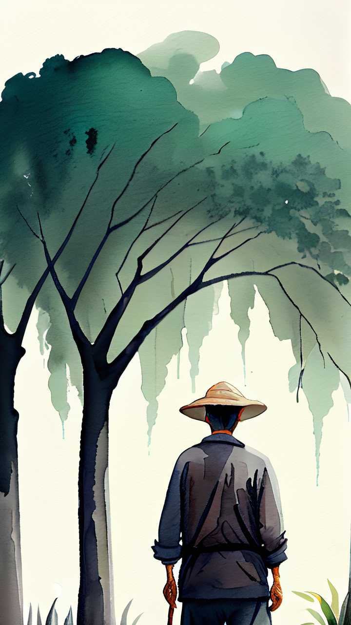 植树插画画面简约