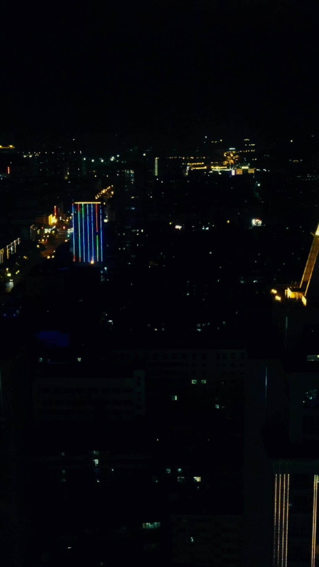 城市航拍江西吉安夜景竖屏