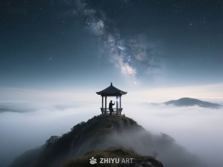 山顶亭台夜观星河 131