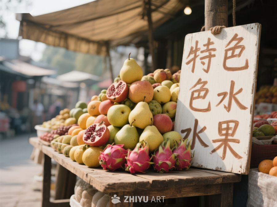 特色水果摊位展示新鲜瓜果 564