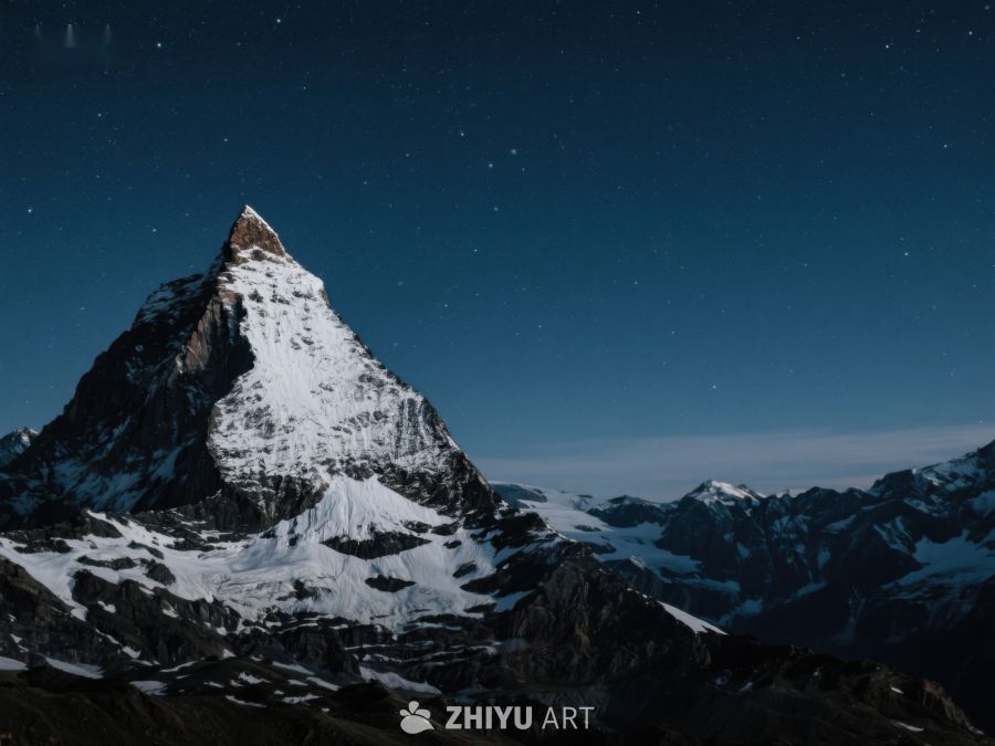 夜幕下的雪山峰 510