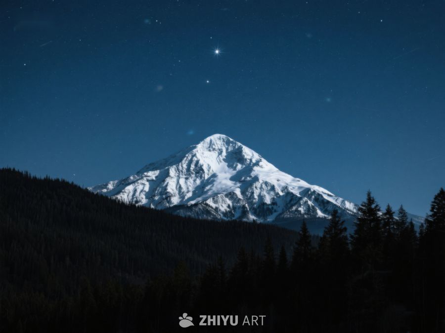 夜幕下的雪山与森林 518