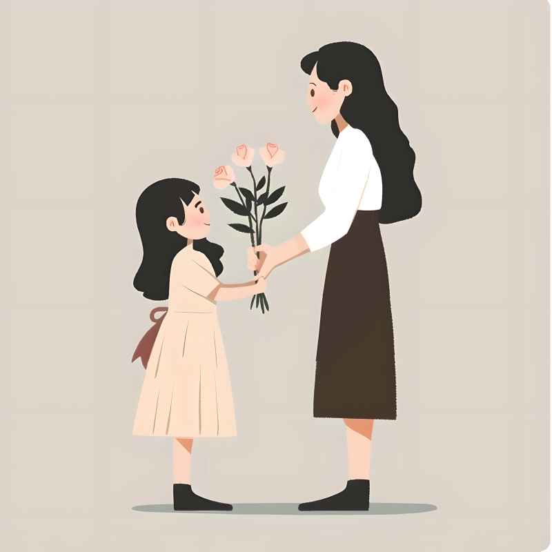 送花给母亲的小女孩 9
