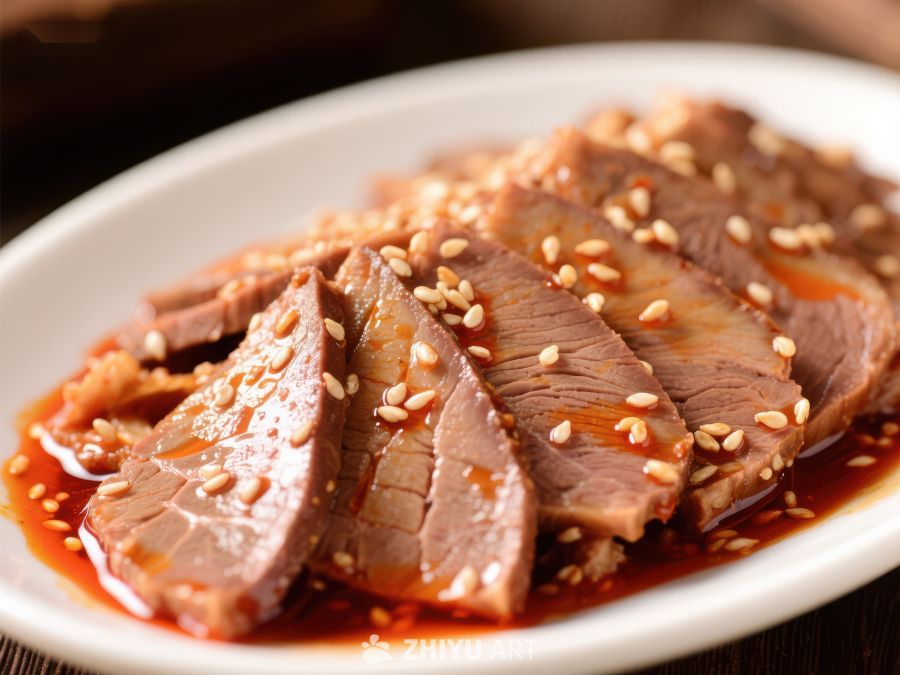 红油牛肉片，撒芝麻点缀 262