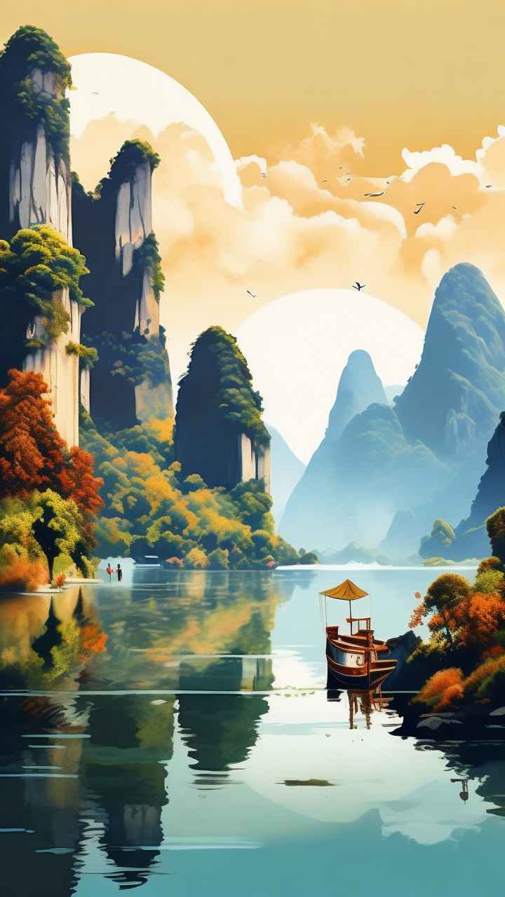 插画风格 桂林山水 6