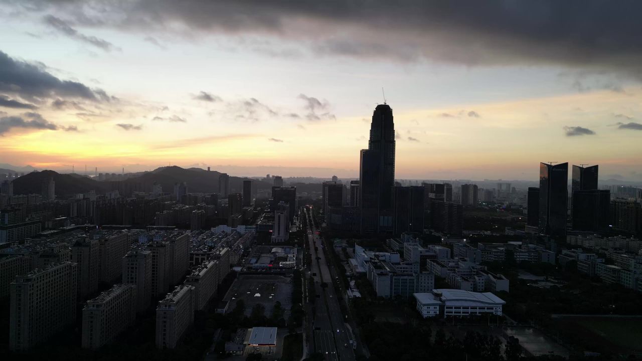 航拍浙江台州城市风光