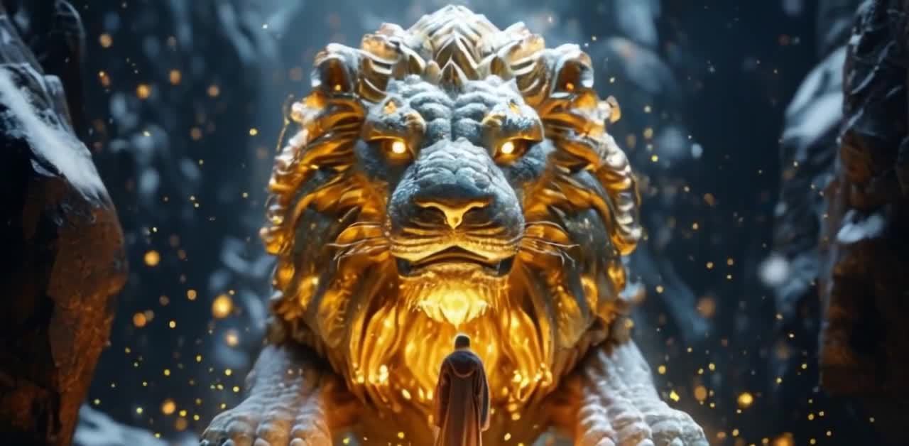 金色石狮睁眼：长袍人与石狮的神秘相遇
