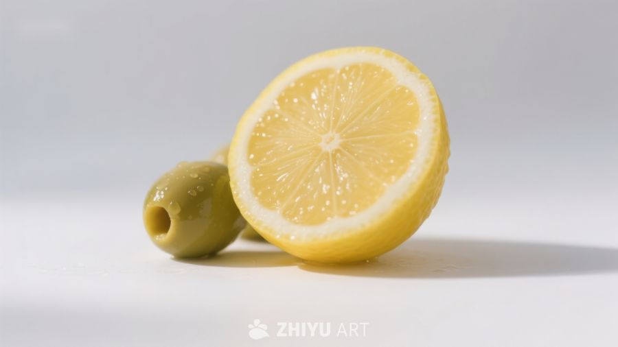 柠檬切片与橄榄的静物组合 234
