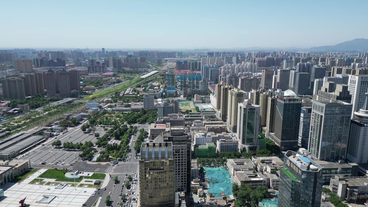  航拍河北石家庄城市建设石家庄大景