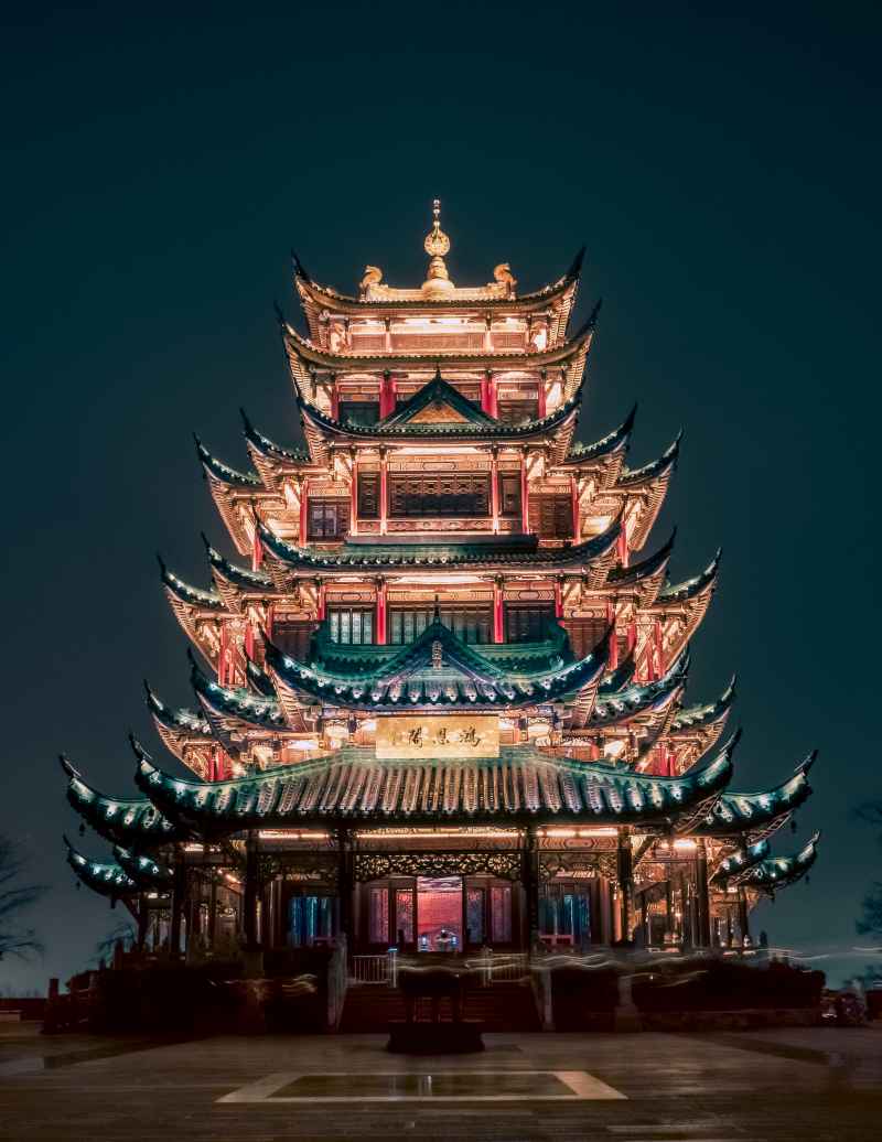 夜晚的鸿恩阁