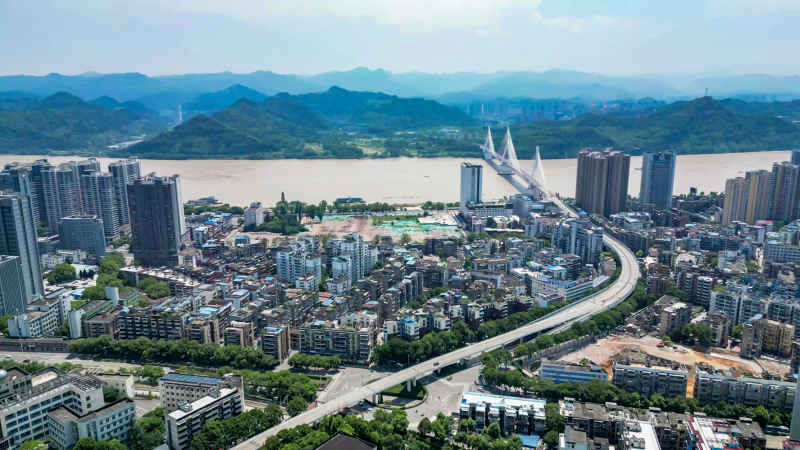 湖北宜昌城市风光航拍摄影图