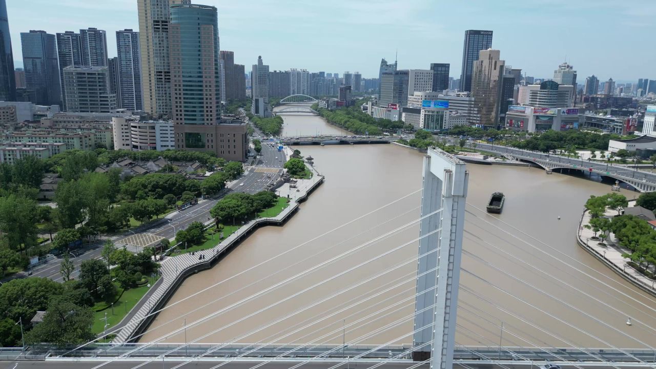 航拍浙江宁波甬江大桥