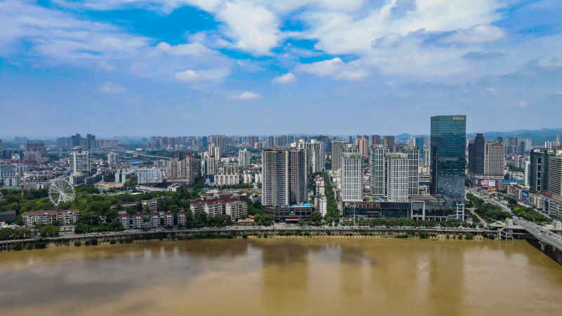 湖南株洲城市风光航拍 