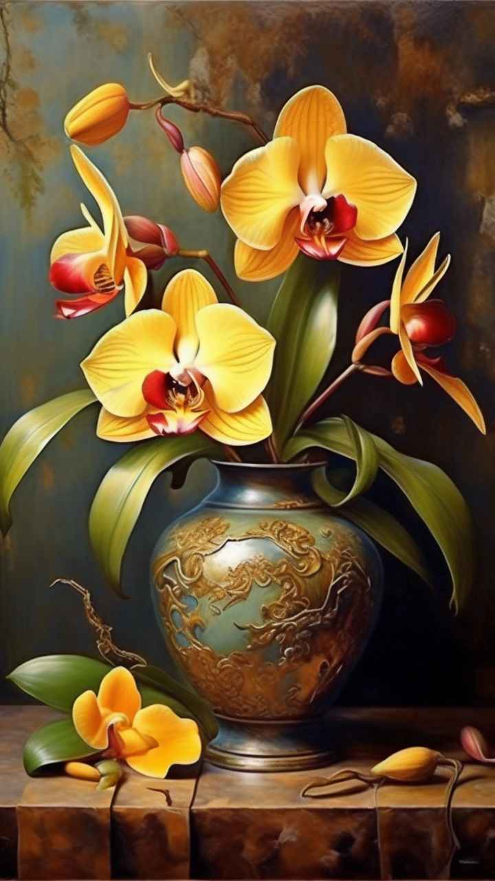 黄色兰花插画 11