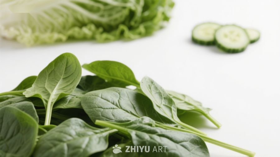 新鲜菠菜与生菜黄瓜特写