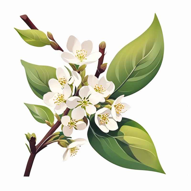 春季梨花扁平插画 4