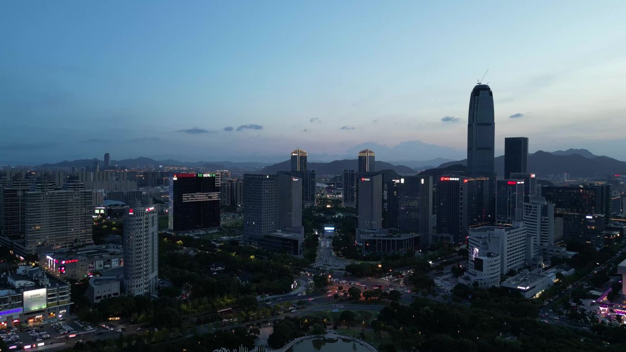 航拍台州城市夜景