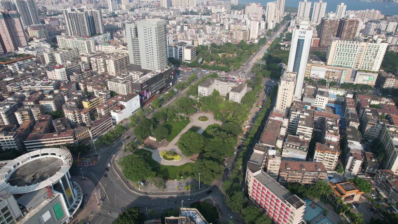 广东湛江城市风光交通航拍