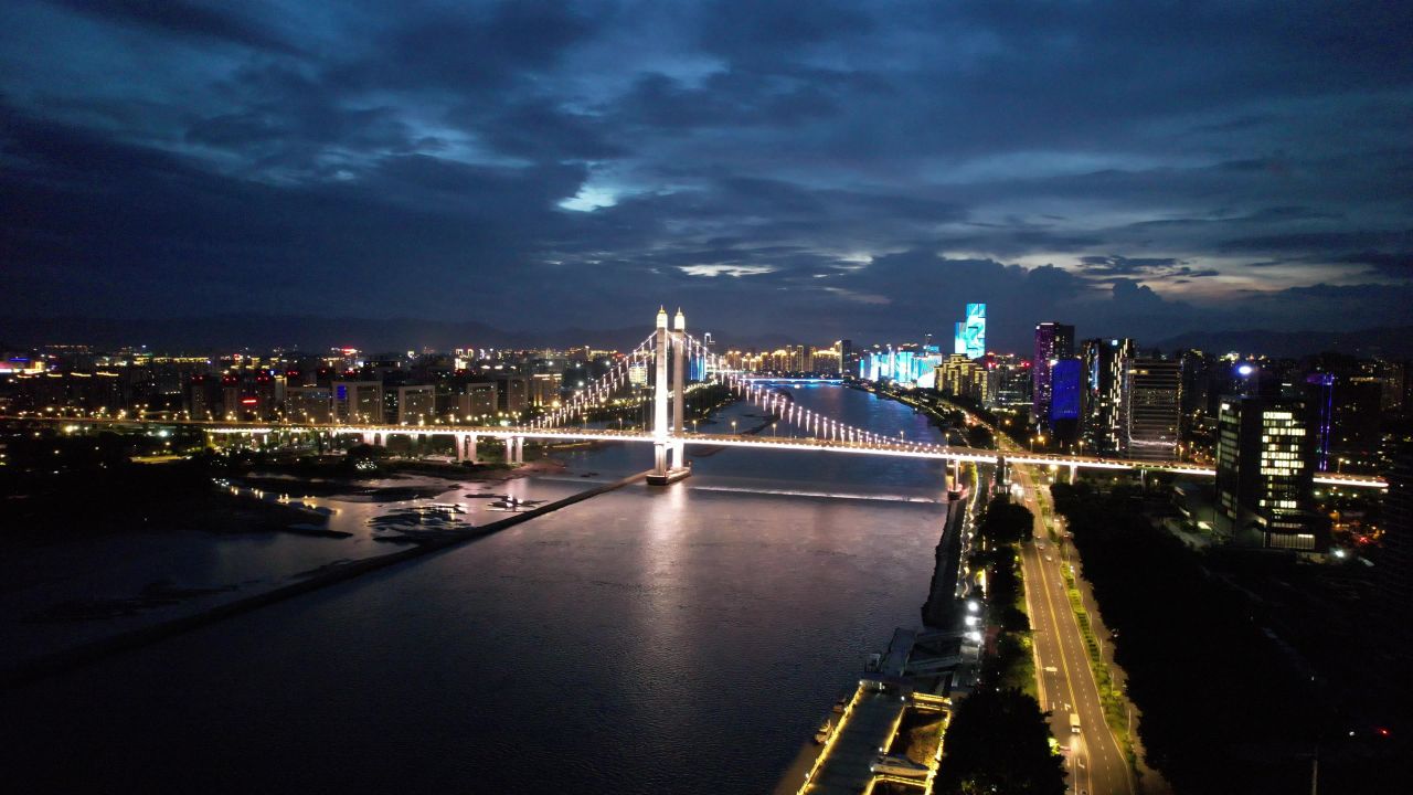 福建福州城市风光航拍 