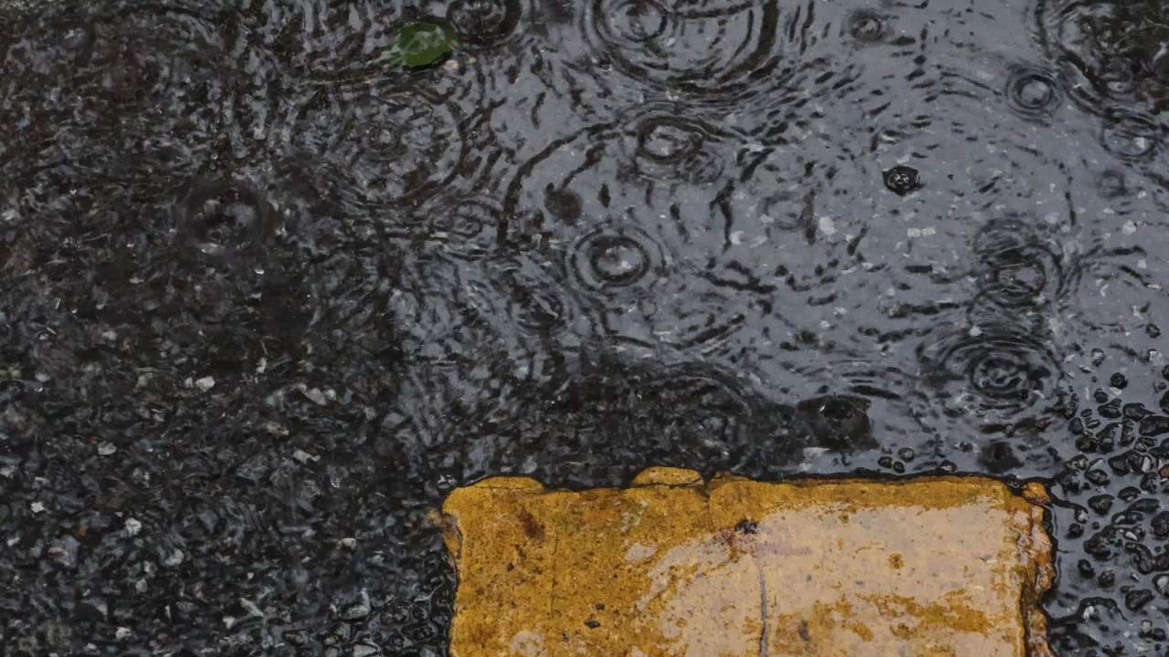 初夏的雨-路面雨水
