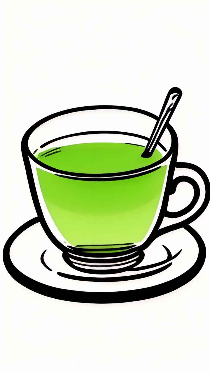 茶杯里的绿茶元素插画 8