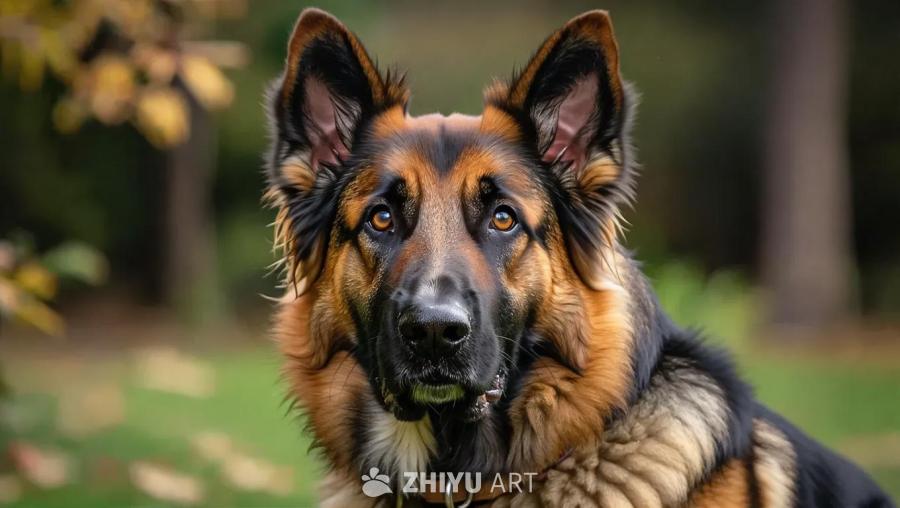 一只比利时牧羊犬的特写镜头，背景虚化，呈现电影般的