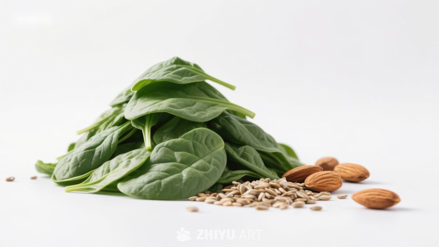 新鲜菠菜与坚果组合