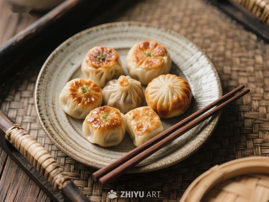 金黄小笼包，传统美食的精致呈现 493