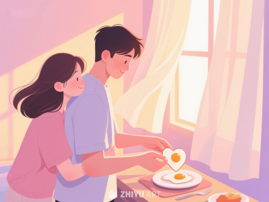 温馨厨房：情侣共度早餐时光 712