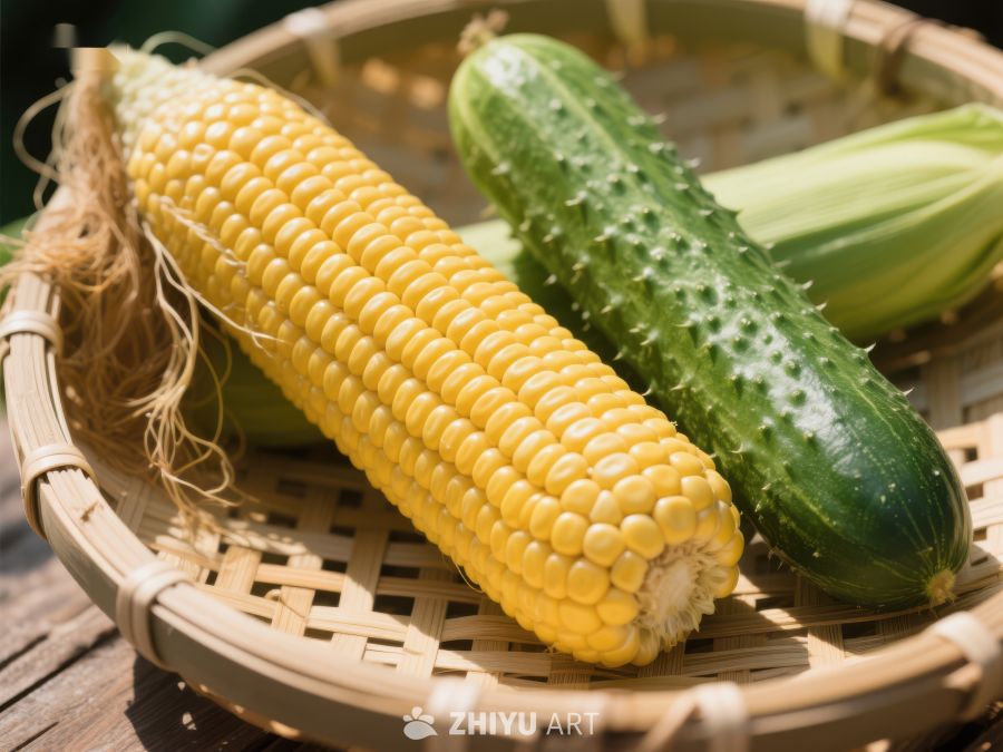 玉米黄瓜竹篮中 371