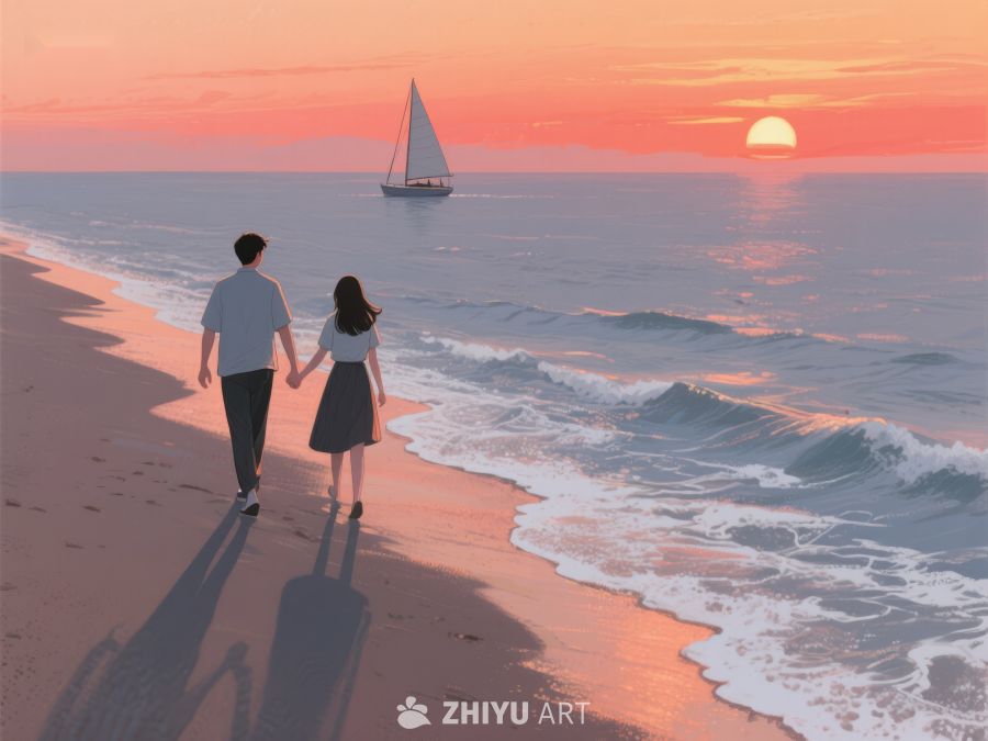 海滩漫步，夕阳帆影 281