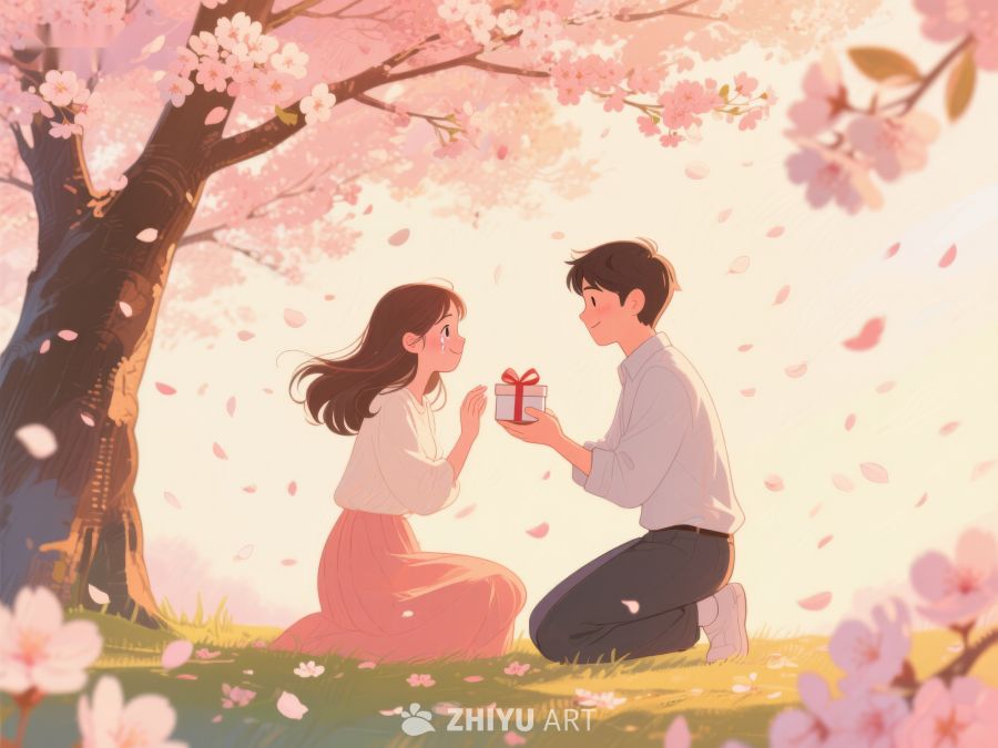樱花树下情侣温馨求婚 1032