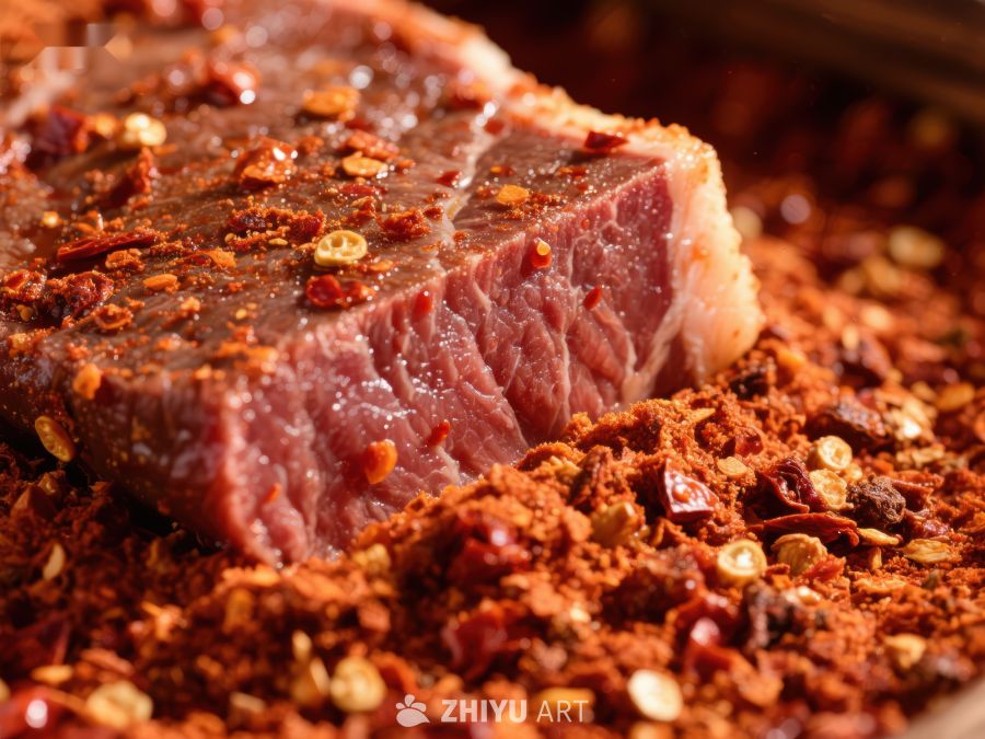 香辣调料腌制的牛肉 783